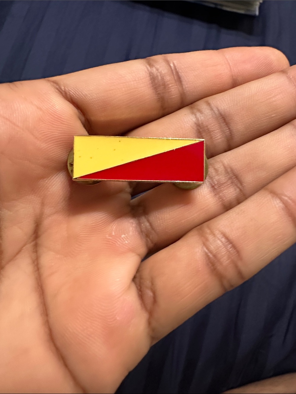 FDNY Yellow and Red Enamel Rectangular Pin Brooch - Women Jewelry